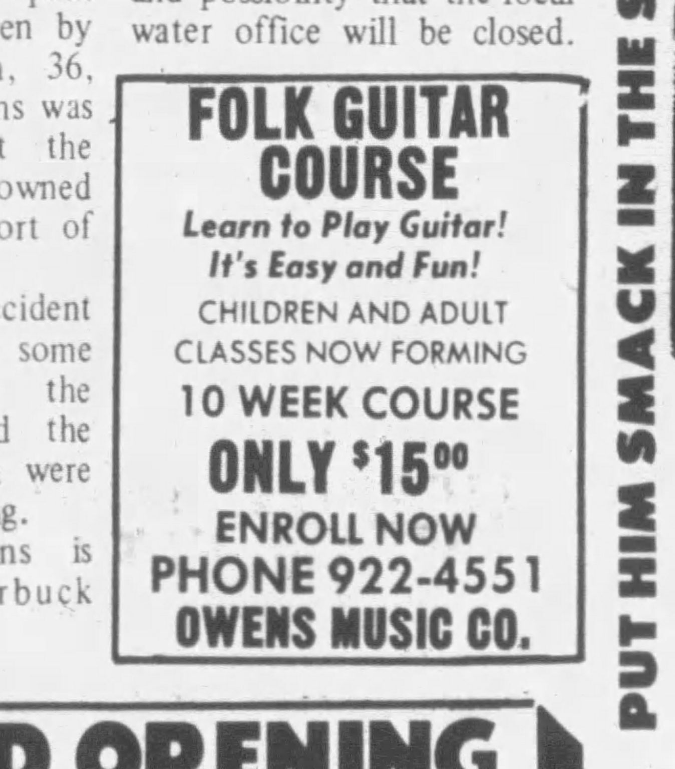Santa Maria Times Owens Music ad from June 27 1974